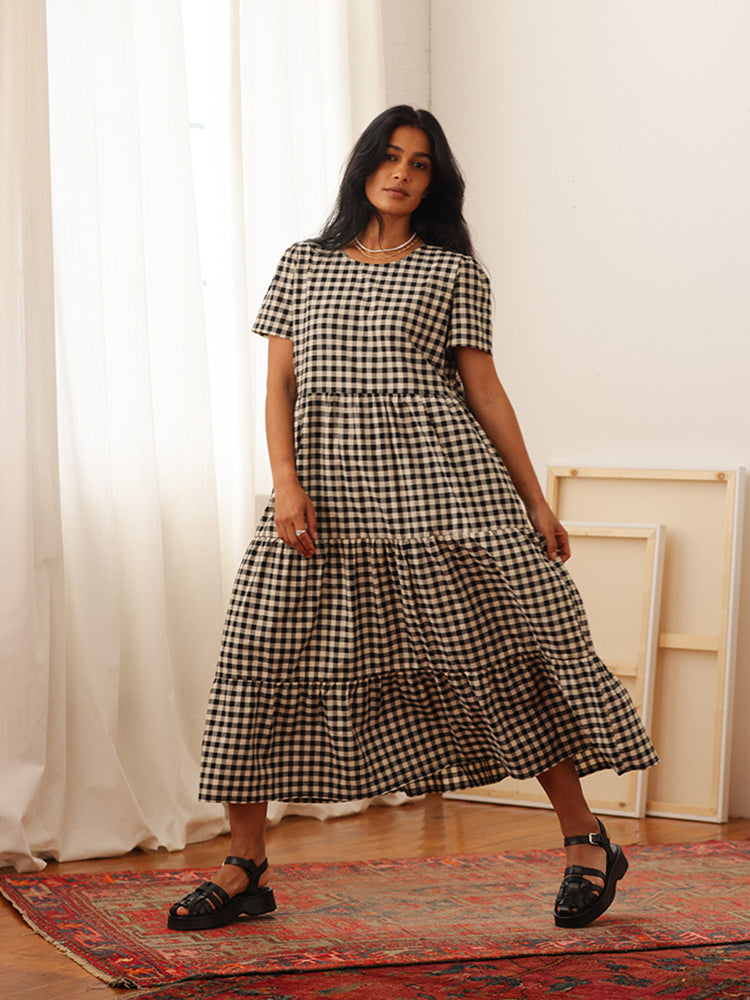 Chalet Tiered Dress Cotton Linen