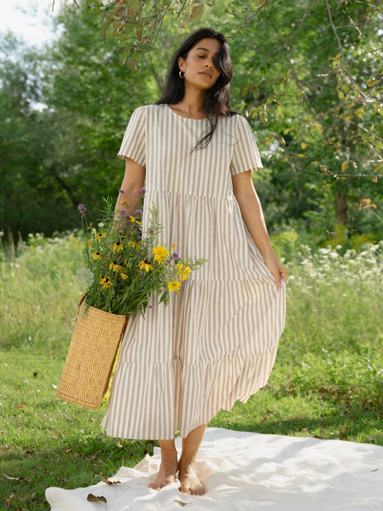 Chalet Tiered Dress Cotton Linen