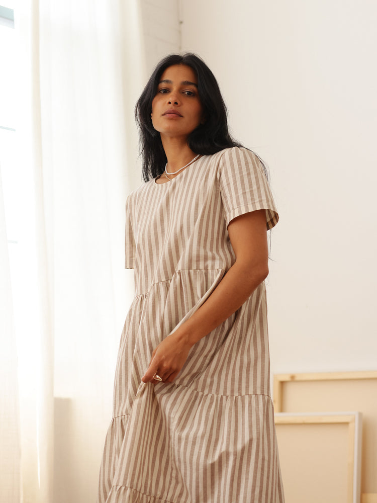 Chalet Tiered Dress Cotton Linen