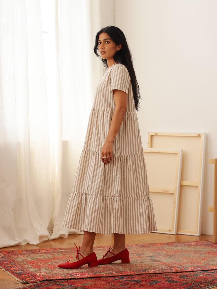Chalet Tiered Dress Cotton Linen