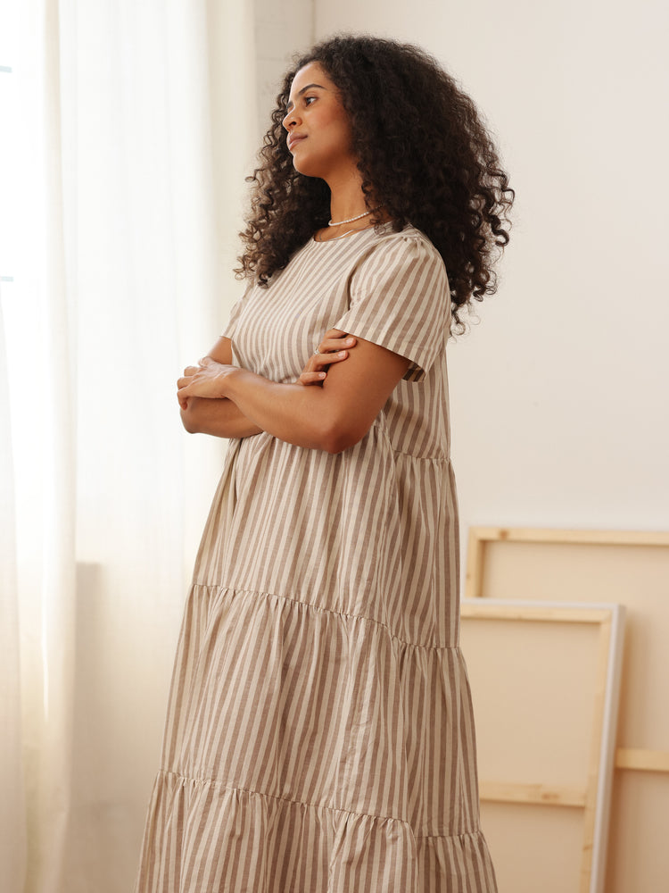 Chalet Tiered Dress Cotton Linen